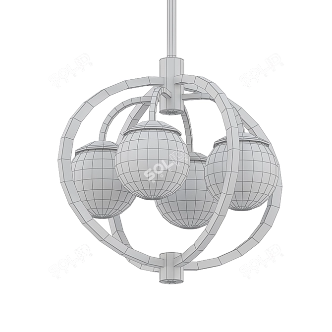 Elegant Satin Brass Pendant Light 3D model image 2