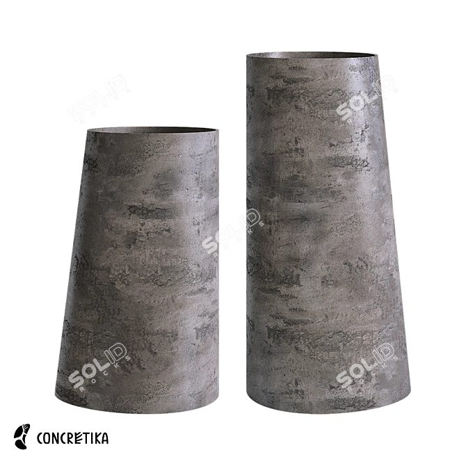 Concretika Duet Concrete Planter - Modern Design 3D model image 1