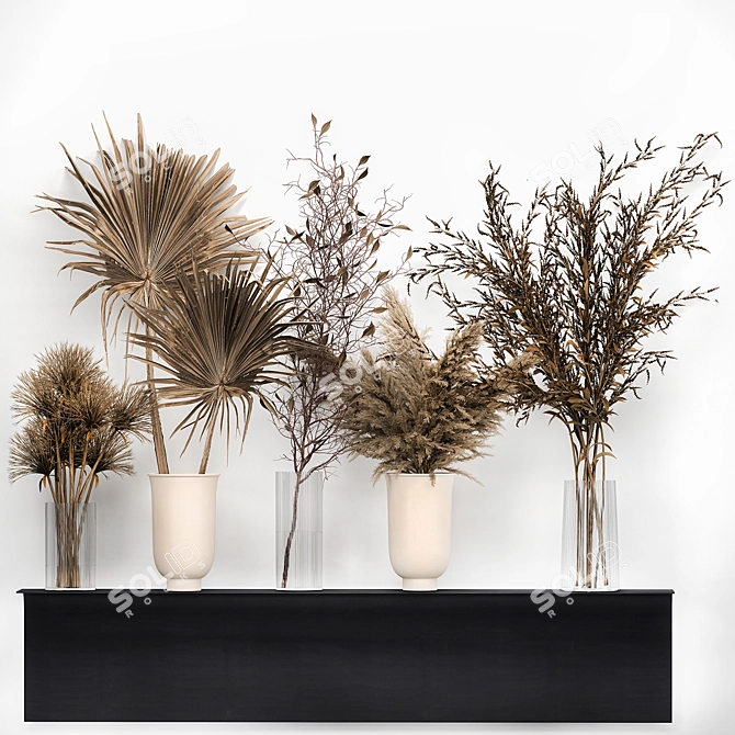 Elegant Floral Display in Glass Vase 3D model image 6
