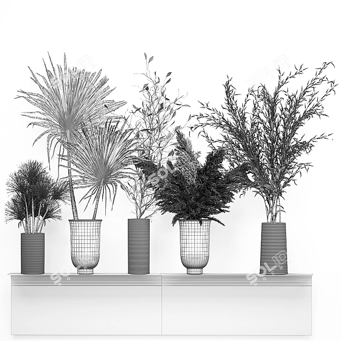 Elegant Floral Display in Glass Vase 3D model image 7