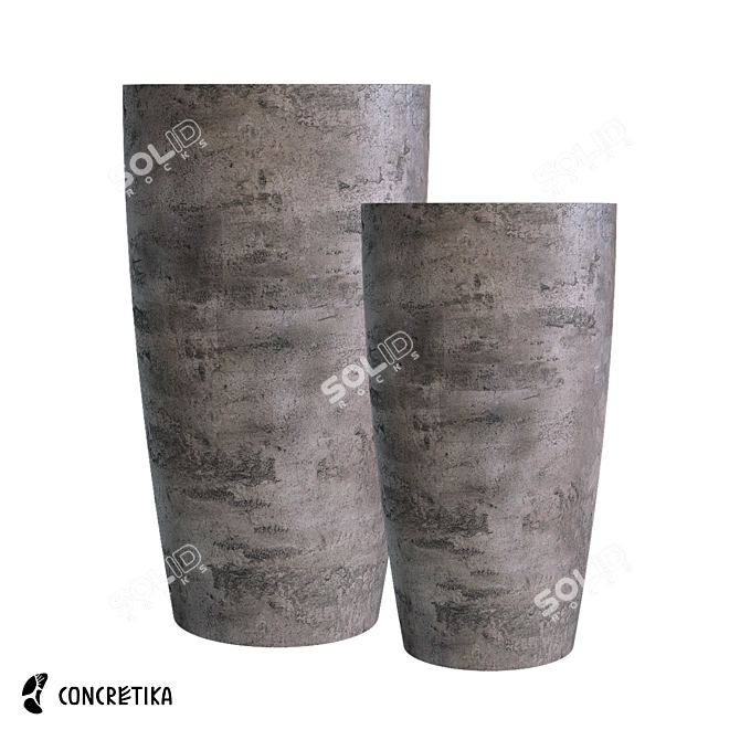 Modern Concrete OM Planters 3D model image 1