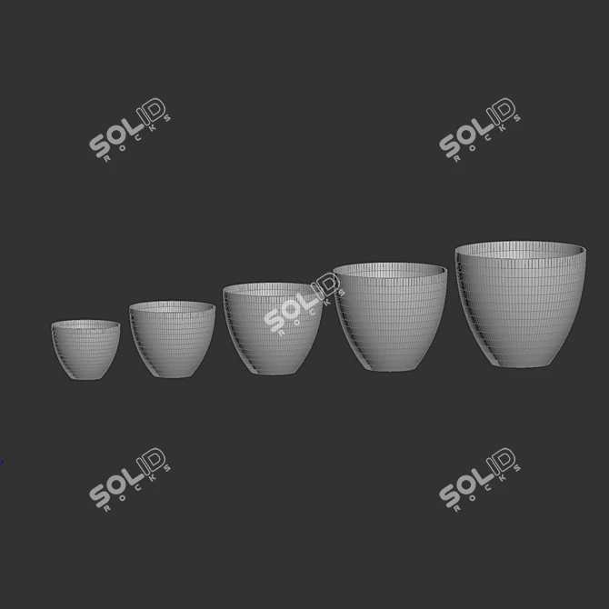 Midnight Oasis Planters - Stylish Collection of Concrete Planters 3D model image 3