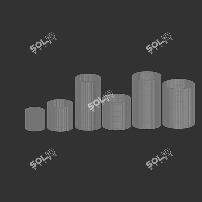 Midnight Cylinder Collection: Sleek & Stylish Planters 3D model image 3