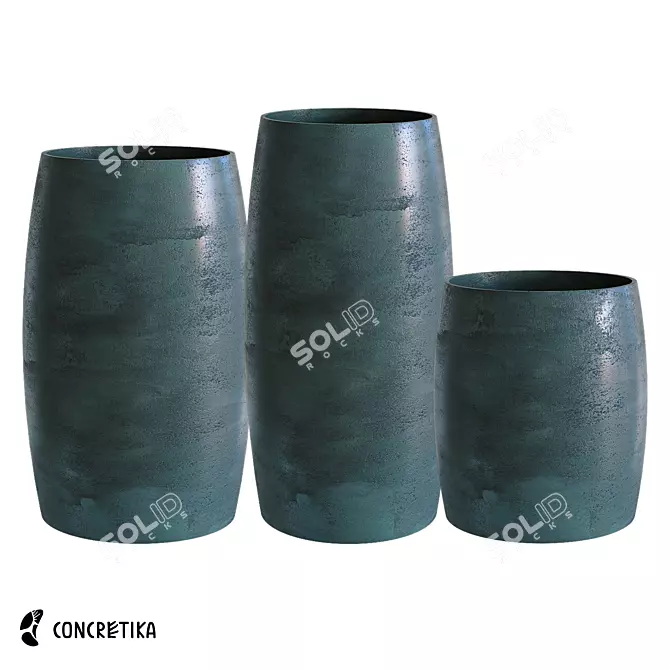 Midnight Cigar Collection: Stylish Concrete Planters 3D model image 1