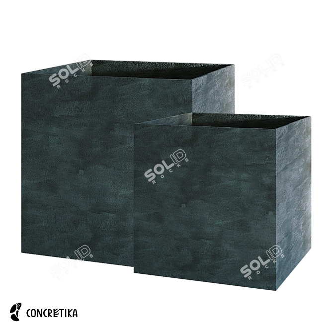 Midnight Cube Collection: Stylish and Sustainable Planters 3D model image 1