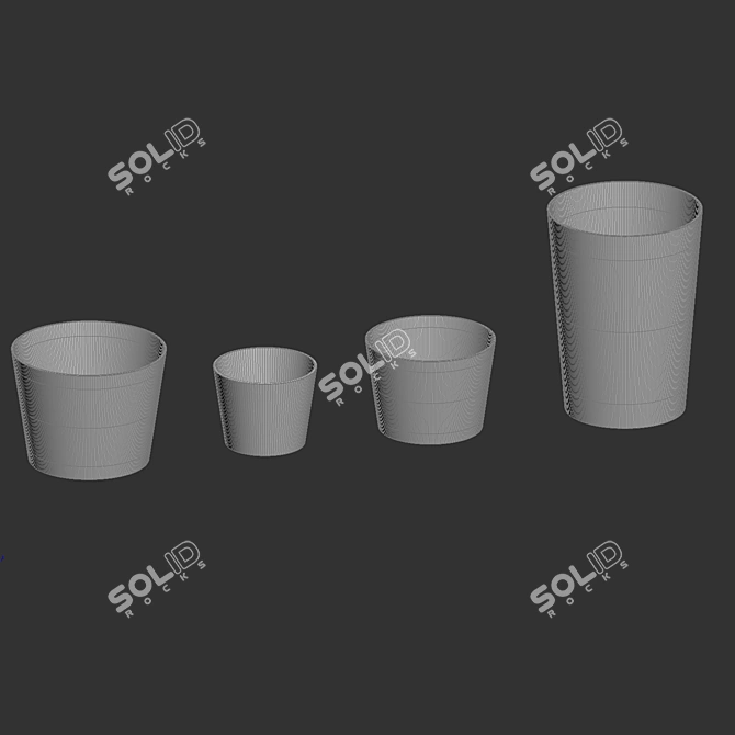 Title: Midnight Crater Collection: Stylish Concrete Planters 3D model image 3