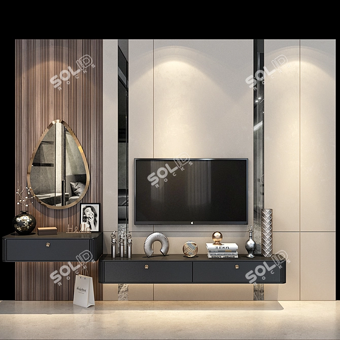 Minimalist TV Shelf 3D model image 2