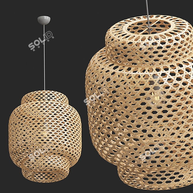 Beach-Inspired Rattan Pendant Light 3D model image 2