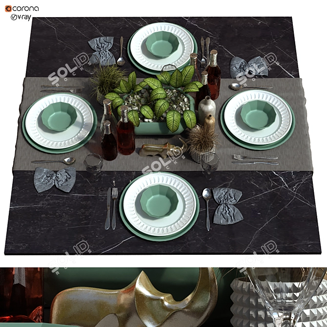 Elegance Tableware Set 3D model image 1