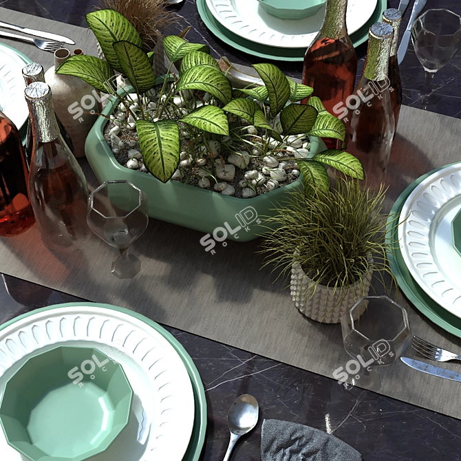 Elegance Tableware Set 3D model image 2