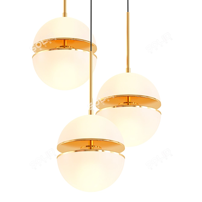 Sleek Brass and Glass LED Pendant 3D model image 1