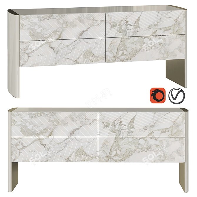 Luxury Marble Dresser: Hessentia Cornelio Cappellini Linfa 3D model image 1