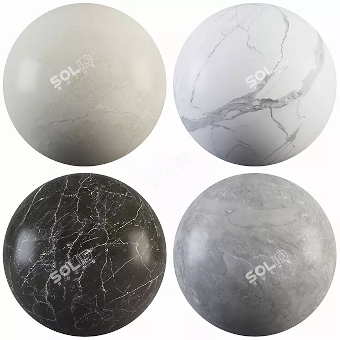 Luxury Marble Collection: Statuario White, Beige, Fox Dark & Gray 3D model image 1