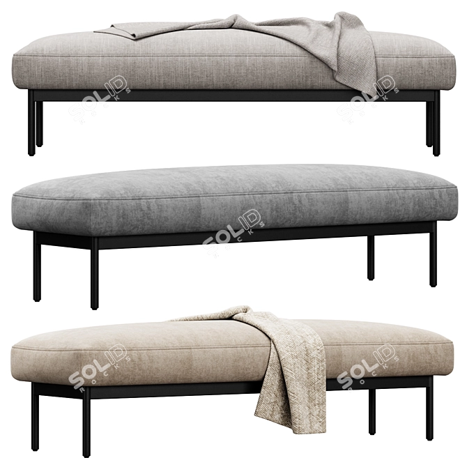 Plush Puff Large Bench 3D model image 1