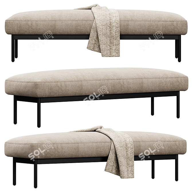 Plush Puff Large Bench 3D model image 2