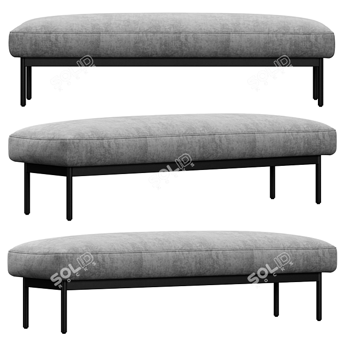 Plush Puff Large Bench 3D model image 3