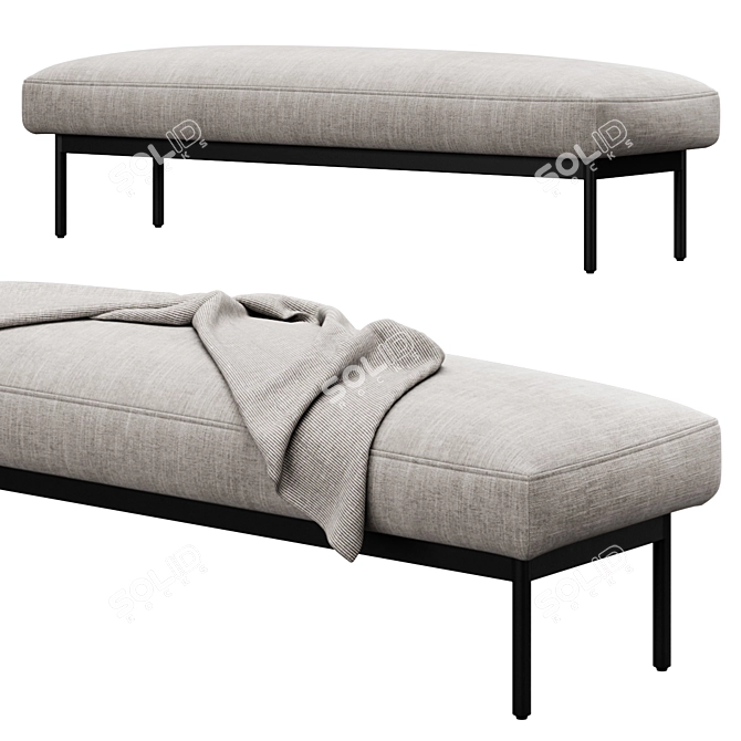 Plush Puff Large Bench 3D model image 4