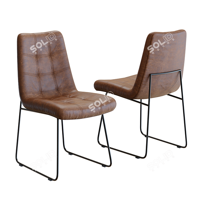 Elegant Naomi Leather Dining Chair 3D model image 1