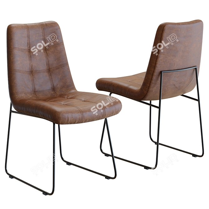 Elegant Naomi Leather Dining Chair 3D model image 8