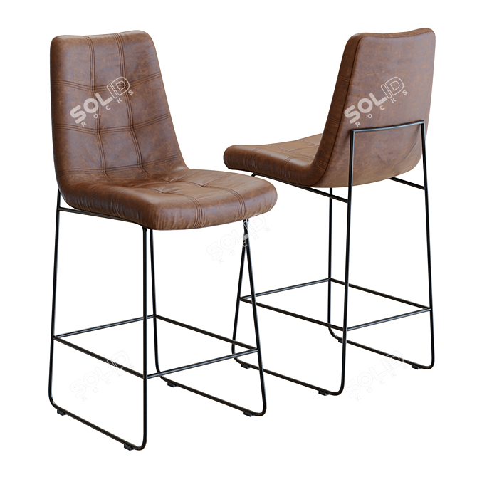 Sophisticated Naomi Leather Bar Stool 3D model image 1