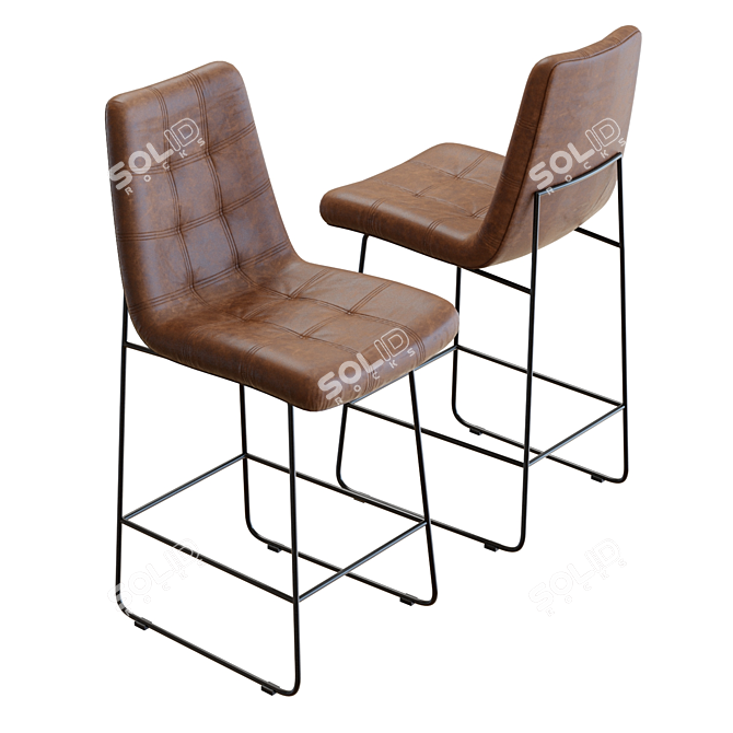 Sophisticated Naomi Leather Bar Stool 3D model image 2