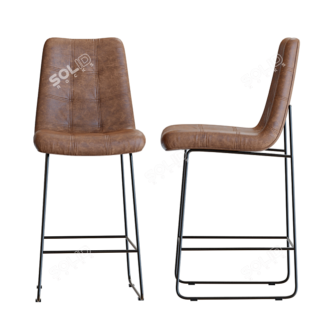 Sophisticated Naomi Leather Bar Stool 3D model image 3