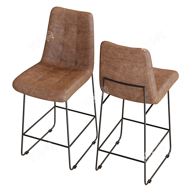 Sophisticated Naomi Leather Bar Stool 3D model image 4