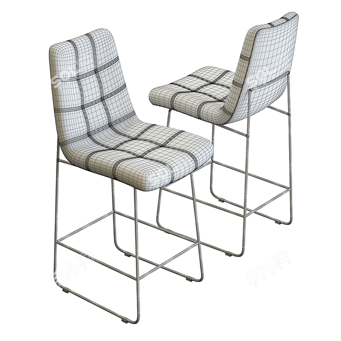 Sophisticated Naomi Leather Bar Stool 3D model image 6