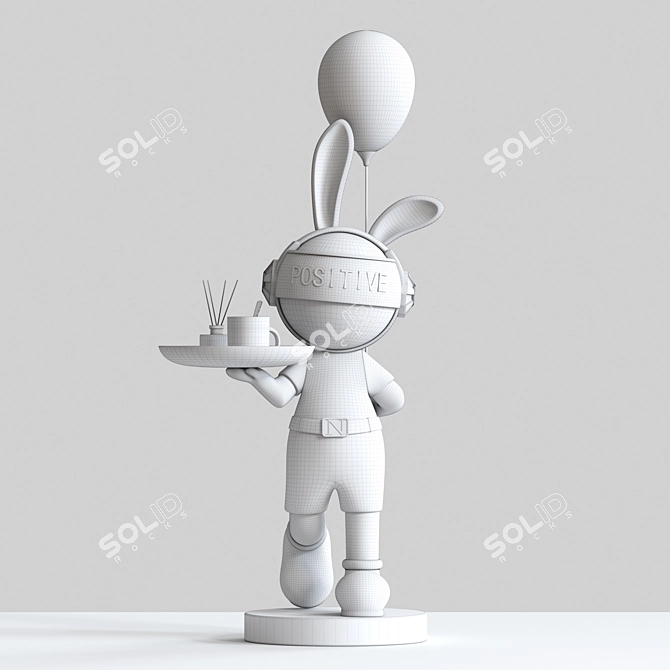 Cute Rabbit Sculpture Shelf 3D model image 3