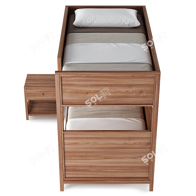 Compact Twin Bunk Bed: Perfect for Small Spaces 3D model image 2