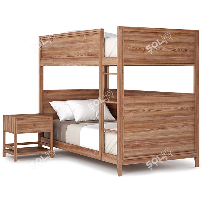 Compact Twin Bunk Bed: Perfect for Small Spaces 3D model image 5