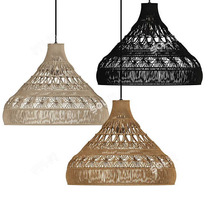 Elegant Macrame Chandelier 3D model image 1