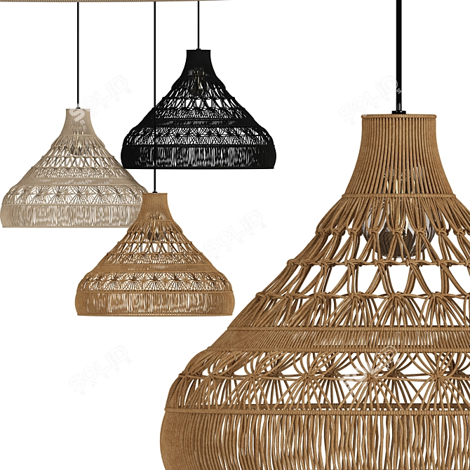 Elegant Macrame Chandelier 3D model image 2