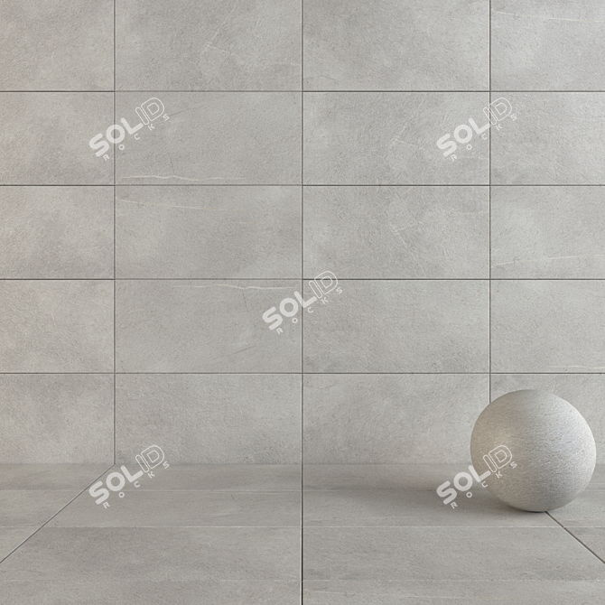 Val Di Susa White Rock: Wall and Floor Set 3D model image 1