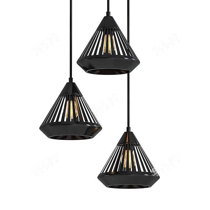 Modern Hollowed Pendant Lamp 3D model image 1