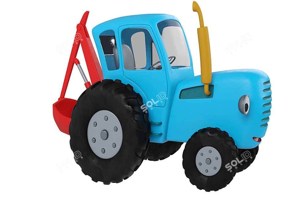 Powerful 15K Poly Blue Tractor 3D model image 1