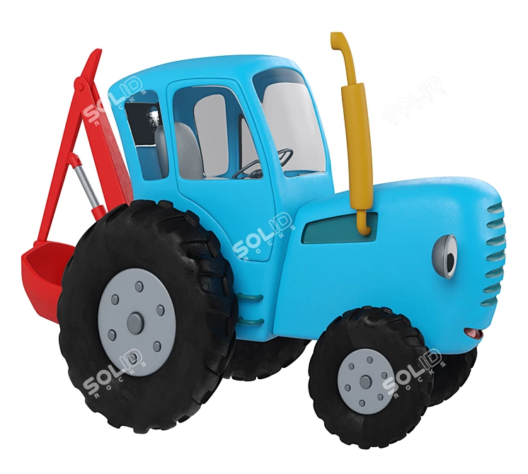 Powerful 15K Poly Blue Tractor 3D model image 4