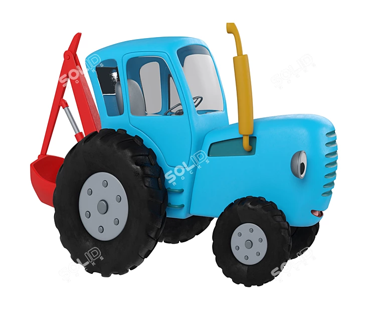 Powerful 15K Poly Blue Tractor 3D model image 5