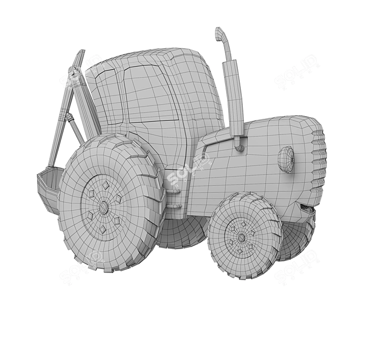 Powerful 15K Poly Blue Tractor 3D model image 6