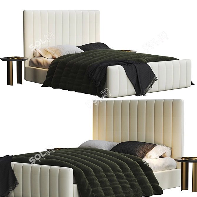 Plush Velvet Ottoman Bed: Stylish and Functional! 3D model image 1