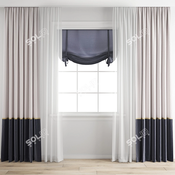 Premium Polygon Curtain Model 3D model image 1