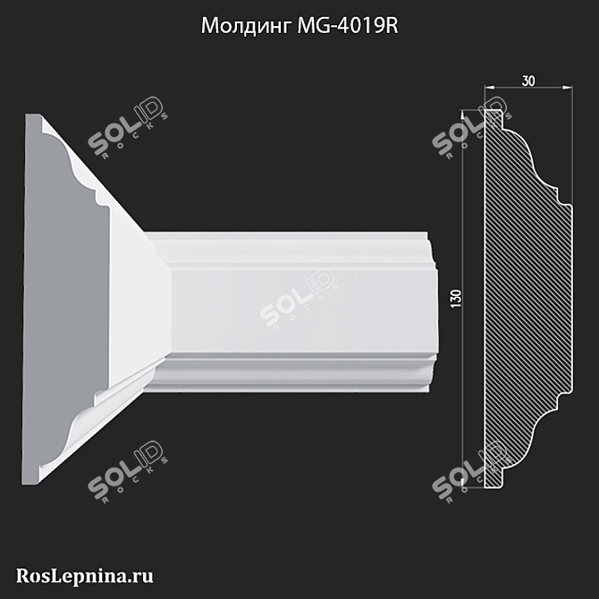 Elegant Gypsum Molding - MG-4019R 3D model image 1