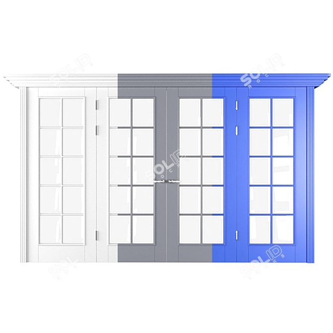 Sliding Door Partition - White, Gray, Blue 3D model image 1