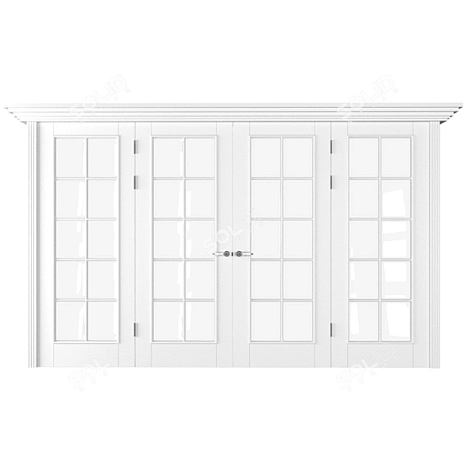 Sliding Door Partition - White, Gray, Blue 3D model image 2