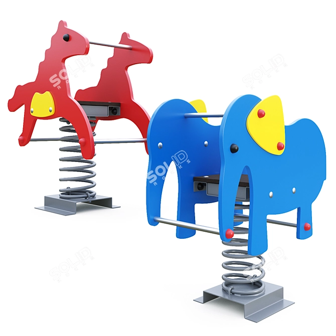 Spring Rocking Chairs: Elephant & Horse 3D model image 1