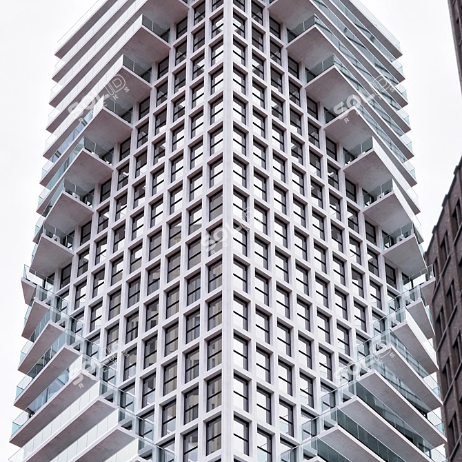 Tower No5: Versatile 4-Sided Facade 3D model image 2