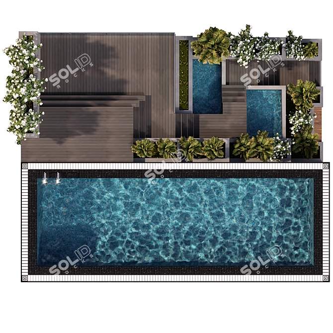 Stunning Pool with Landscaping 3D model image 3