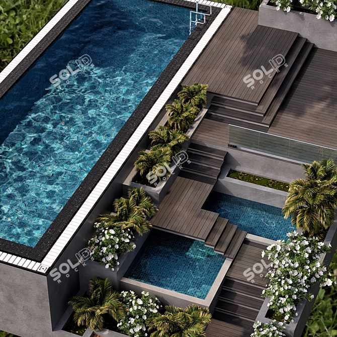 Stunning Pool with Landscaping 3D model image 4