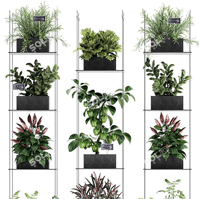 Vertical Garden: 72 Plant Varieties 3D model image 4