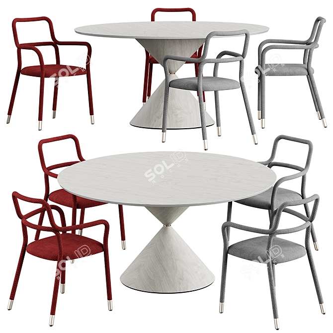 Elegant Chair and Table Set 3D model image 3